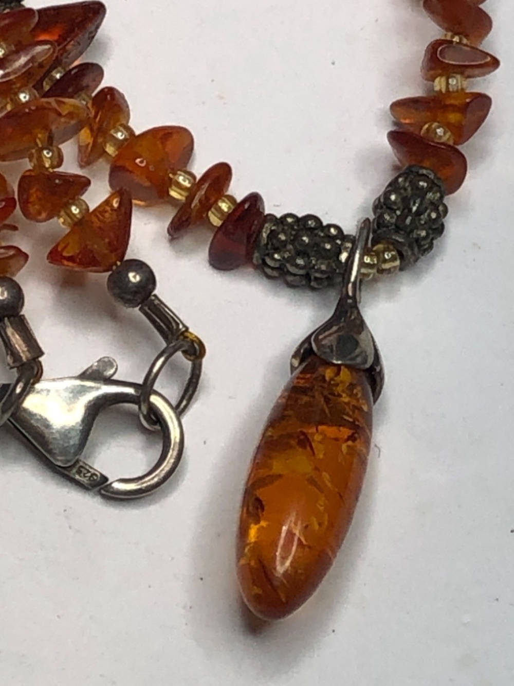 Amber Sterling silver necklace